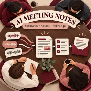 AI meeting notes, summaries, action items and follow-up automation