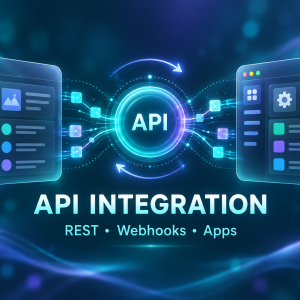 API integration development connecting apps with REST APIs and webhooks