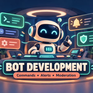 Custom bot development with commands, notifications and moderation tools