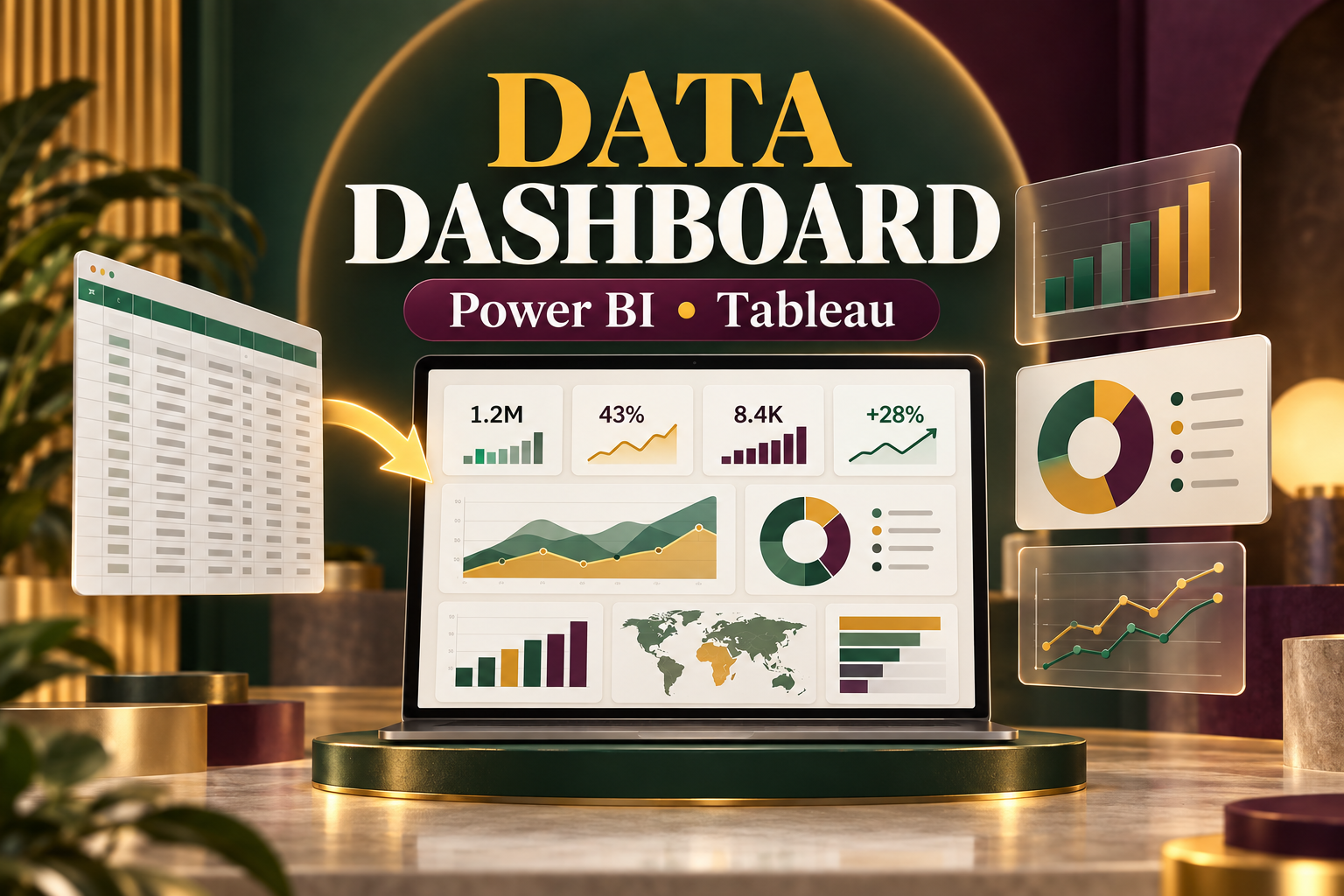 Power BI or Tableau Dashboard: Interactive Reports from Your Excel or CSV Data