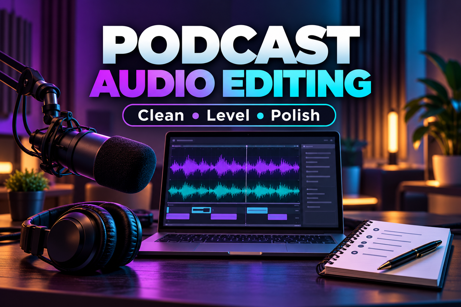 Podcast Audio Editing and Cleanup: Noise Removal, Leveling and Show Notes