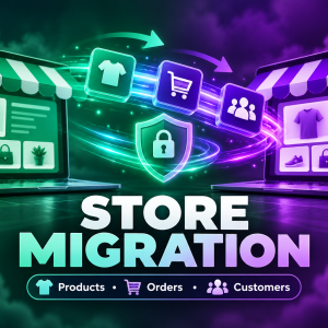 Online store migration with products orders and customers