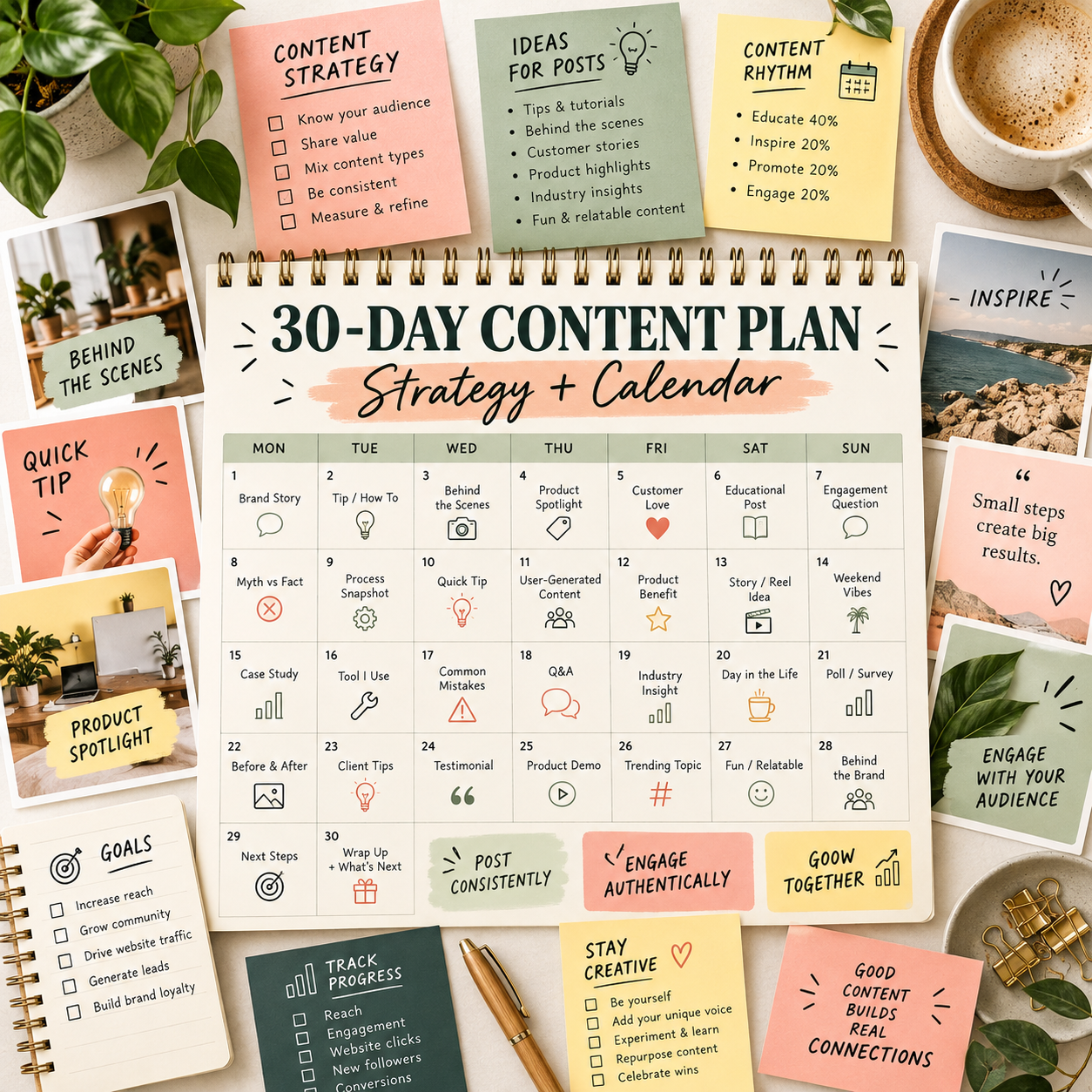 Social Media Content Strategy and 30 Day Content Calendar