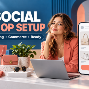 Social media shop product catalog and commerce setup